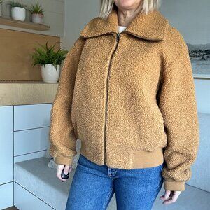 Uniqlo Boucle Bomber Jacket in Mustard Yellow Size Medium